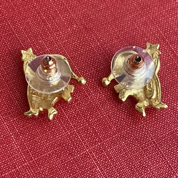 Vintage 90s Penguin Holding Star Post Pierced Earrings - Picture 3 of 4